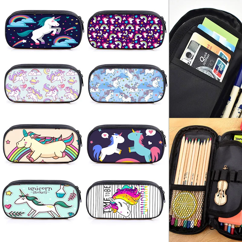 

Large Space Kawaii Creative Unicorn Fabric Zipper Pen Bags Cute Multipurpose School Pencil Case For Kids Gift Student Stationery