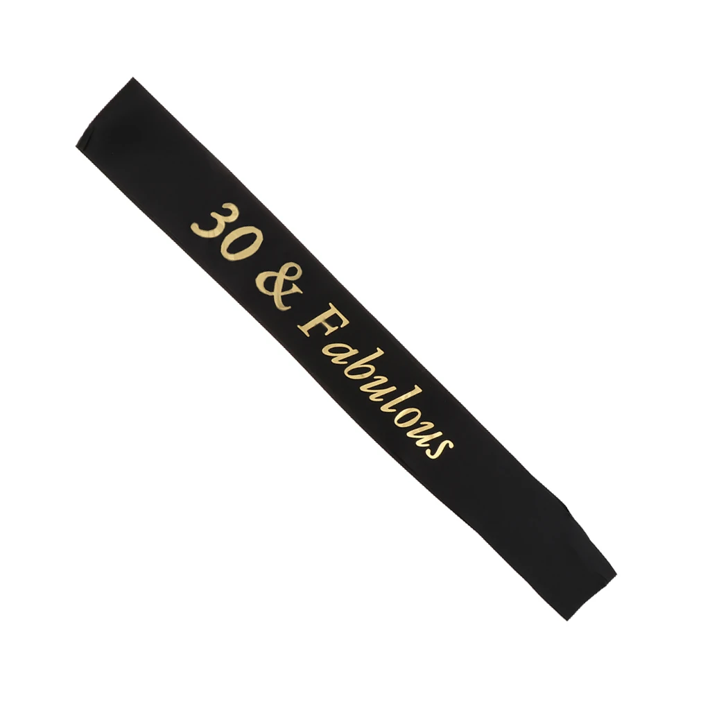 Gilding Gold 30 40 50 60 70 80 and Fabulous Sash for Birthday Anniversary Party Favors Supplier and Decorations Black