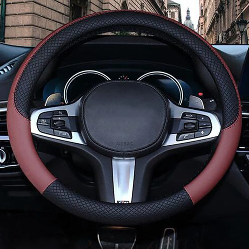 15 дюймов кожаный чехол рулевого колеса автомобиля 6 цветов 38 см Противоскользящий руль оболочка протектор для руля для Honda Toyota