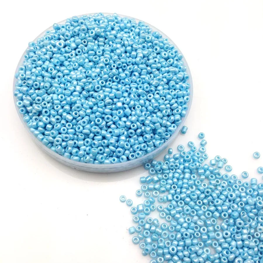 16G 1000 Pz 2Mm Ab Blu Cielo Colorato Rotondo Opaco Allentato Distanziatore Perline Cezch Perle Di Vetro Semi Gioielli Fatti A Mano Perline Indumento 