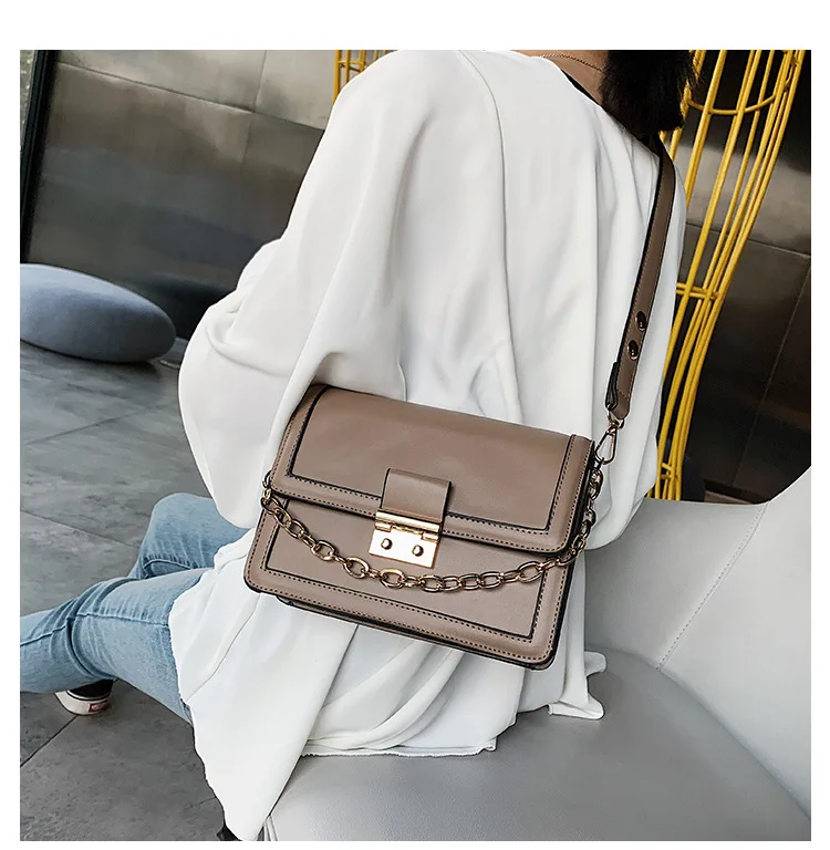 

Luxury Solid Color Shoulder Bags Female High Quality Pu Leather Handbags Designer Top-handle Bag 19 New Crossbody Bags For Women