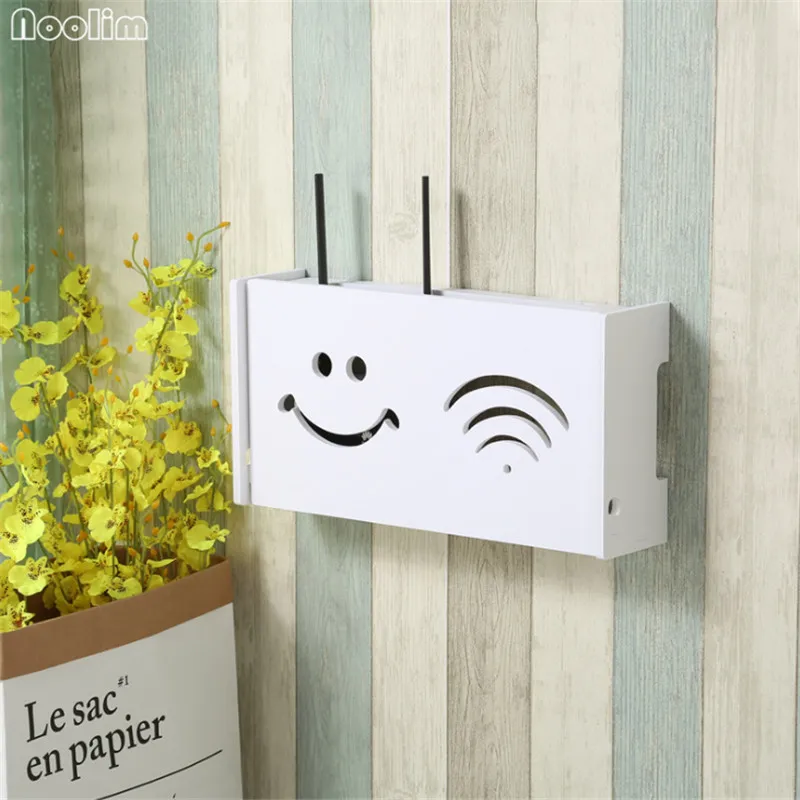 

NOOLIM Wireless Wifi Router Box Wood-Plastic Shelf Wall Hangings Bracket Cable Storage Large Size Home Wall Hanging Router Box