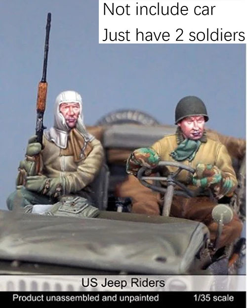 

Unpainted Kit 1/35 US Jeep Riders Crew soldier Resin Figure miniature garage kit