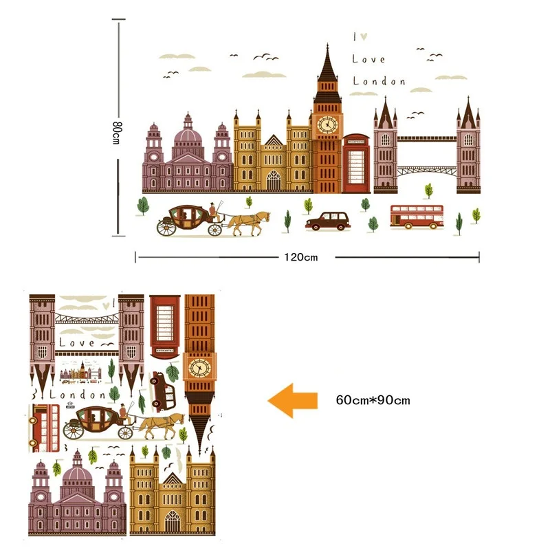 Famouslondon настенные Стикеры для зданий украшения дома кабинета Декорации фона ПВХ