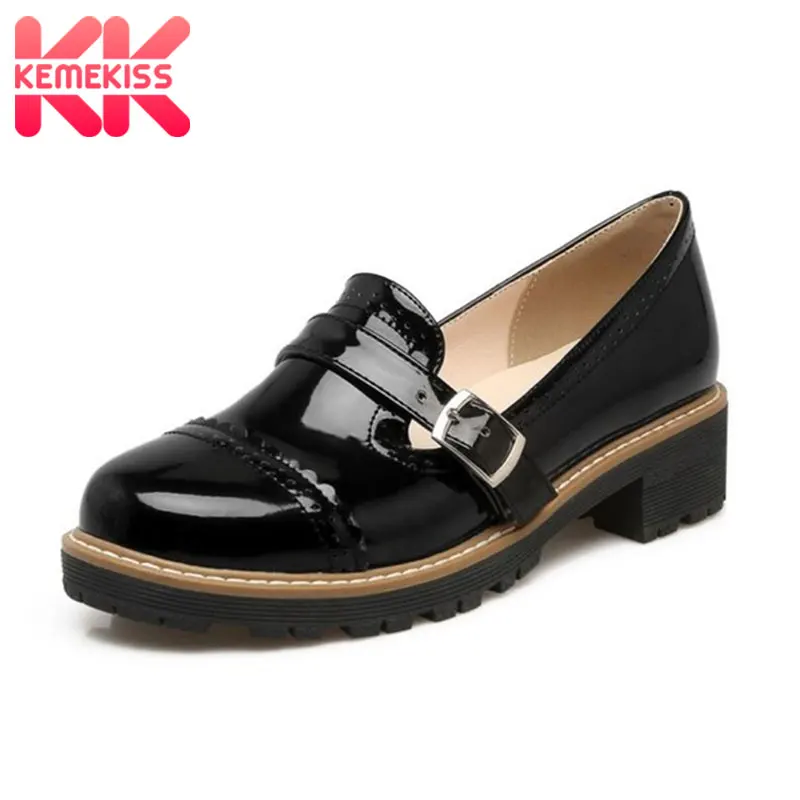preço Tamanho 32 43 KemeKiss Cores Doces Mulher Mulheres Plataforma Oxfords Estilo Britânico Casuais Plana Fivela Moda Slip on sapatas das mulheres