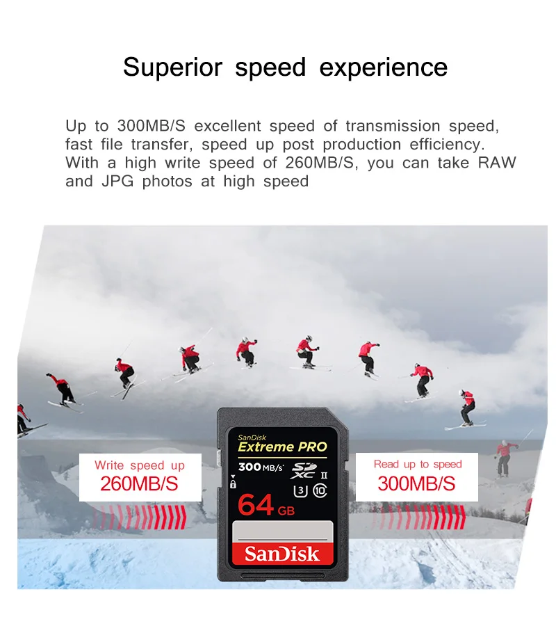 Двойной Флеш-накопитель SanDisk Extreme PRO SD карты 300 МБ/с. 128 64Гб 32Гб флеш-карты памяти Class 10 SDXC карты памяти SDHC U3 вспышка высокоскоростная карта UHS-II