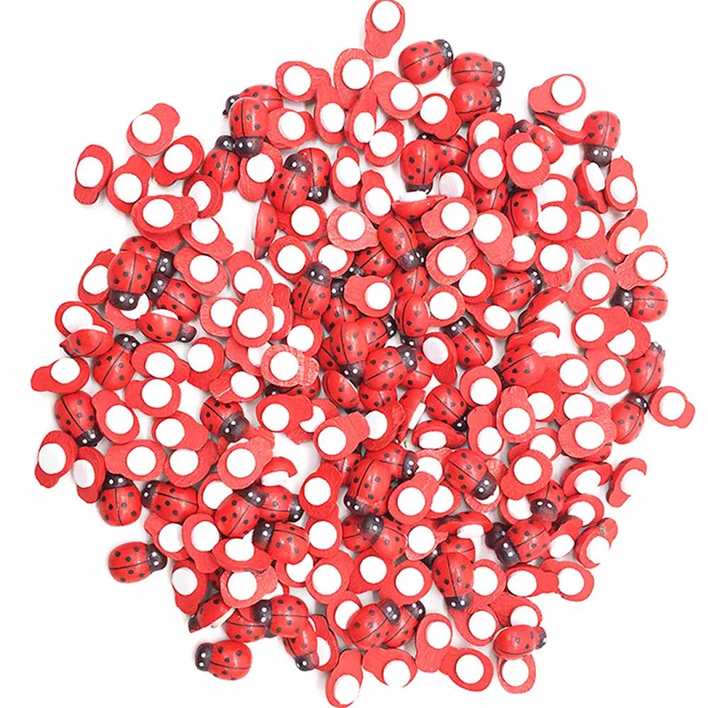 100 шт./пакет Деревянный Божья коровка пижамы с рисунком божьей коровки Стикеры Для детей роспись с клеящейся задней DIY ремесло домашнего вечерние праздничные украшения E - Цвет: 1