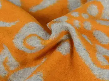 

Yellow gray contrast elastic knit wool fabric coat ,printing Textile hollandais african sequin Christmas cloak fabric A110