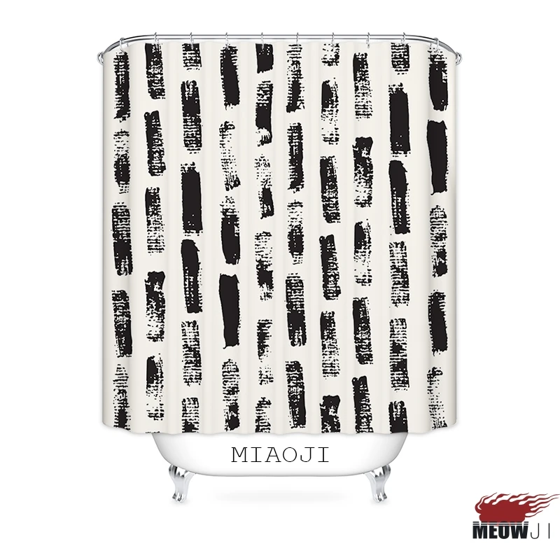 

[MIAOJI] Trendy Geometric Pattern stylish Nordic Minimalist Shower Curtain Multi Sizes Bathroom Curtain Decor Free Shipping