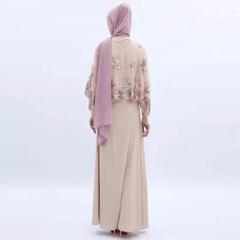 Дубай из двух частей abaya блёстки плащ длинное платье мусульманский женский Восточный халат jilbaw элегантное женское платье мусульманская одежда Арабская Мода