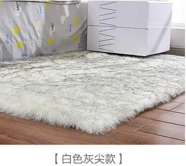 Прямоугольные/квадратные шерстяные ковры, чехлы для стульев, ковры для гостиной, спальни, прикроватные ковры из овечьей кожи с мехом, искусственный Текстиль - Цвет: White gray Hairy