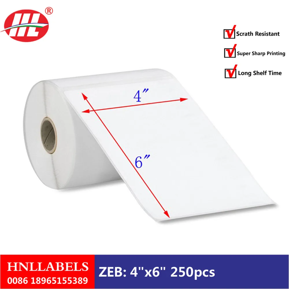 Зеб 4x6 250 шт themal paper4 &quotx6&quot самоклеющаяся этикетка|Офисная бумага| |