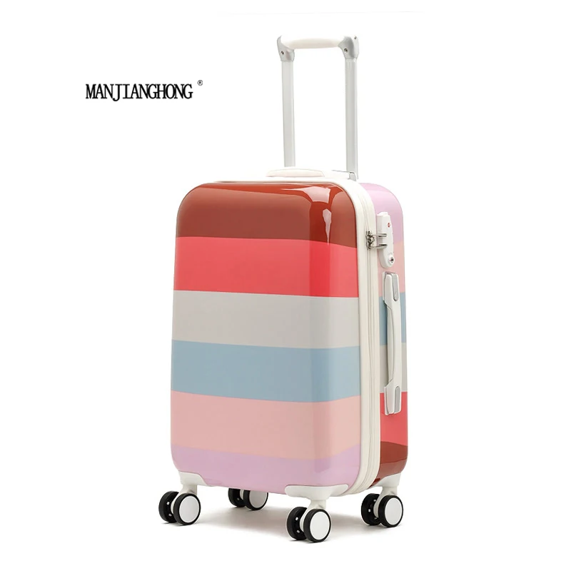 

2016 Hot sales Colorful stripes cute trolley caster suitcase/travel luggage board chassis lockbox 20-inch 24-inch men and women