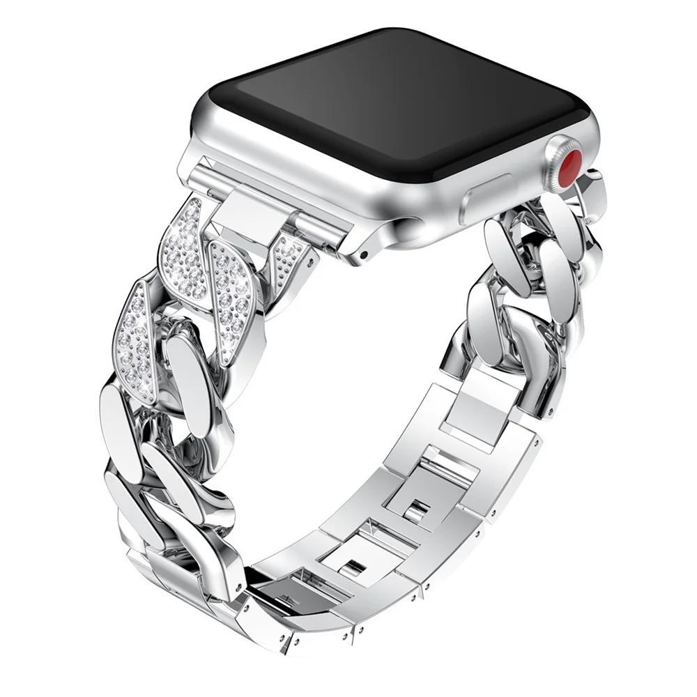 

Women Strap for Apple Watch Band 40/44/38/42mm Diamond Bracelet Series 5 4 3 2 1 Stainless Steel Ladies Wrist Belt Metal Link
