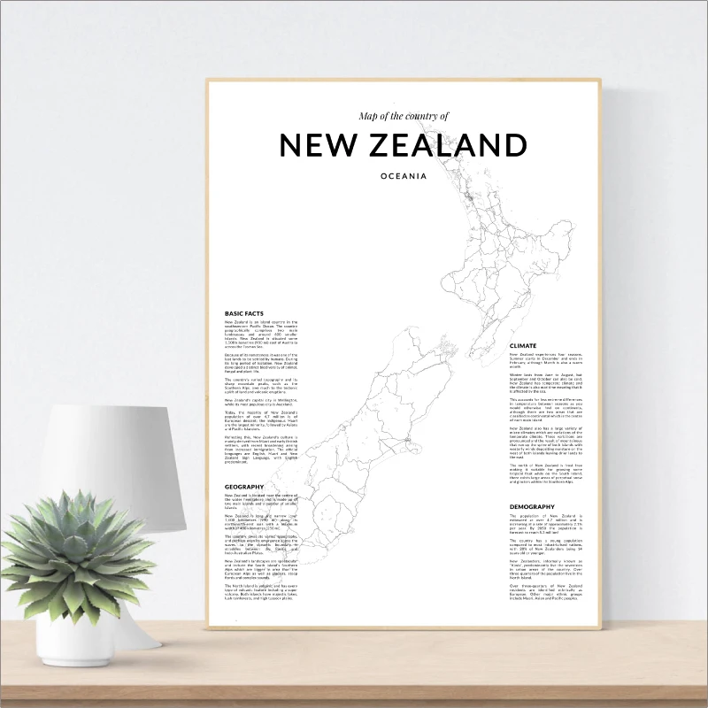 New Zealand map print