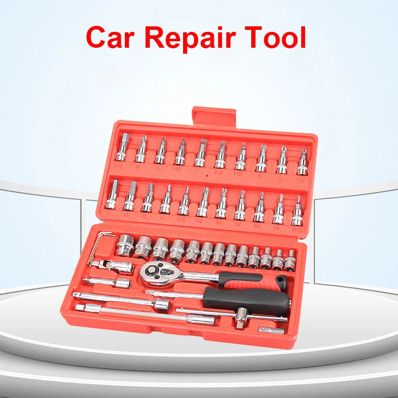 

Car Repair Tool 46pcs 1/4-Inch Socket Car Repair Tool Ratchet Torque Wrench Combo Tools Kit Auto Repair Tool Set Drop shipping