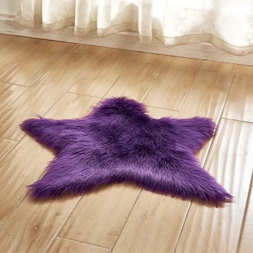Purple J Star Форма ковер из искусственной шерсти овчина ковры с длинным ворсом искусственный коврик подушка для сиденья пушистый мягкий коврик 60 см - Цвет: Purple