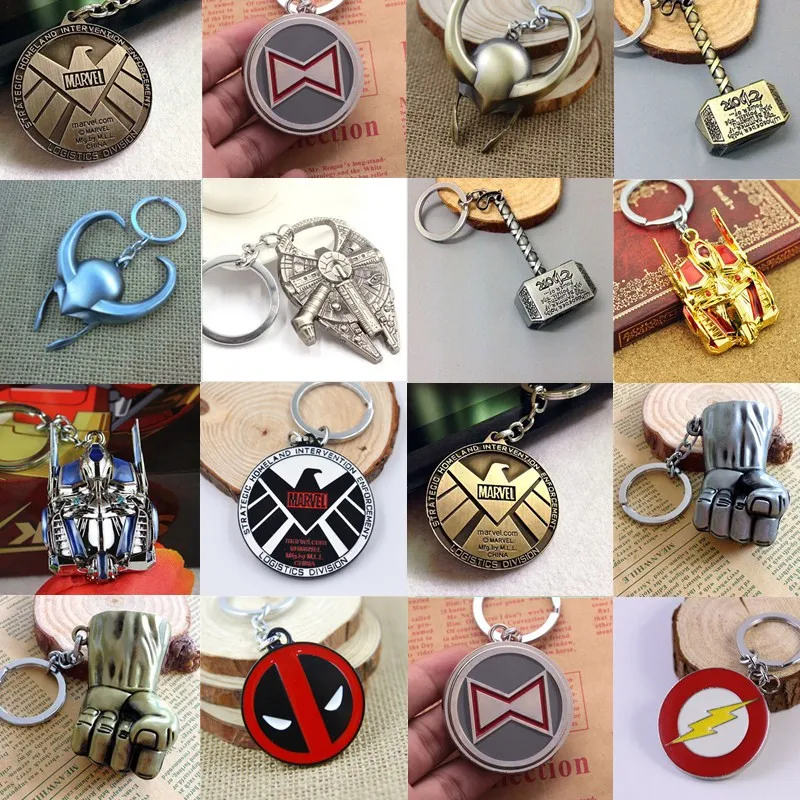 

Hot Marvel Super Hero KeyChain Loki Hulk Flash Black widow Die shi masks Thor Star Wars Marvel characters Key Chain Key Ring