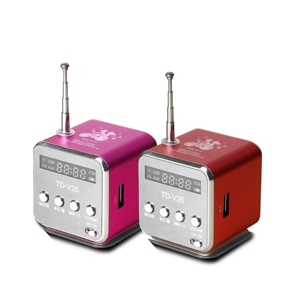 

TD-V26 Digital Radio Mini Speaker Portable Radio FM for Phone Receiver Support SD/TF Card Mp3 Music Player with USB