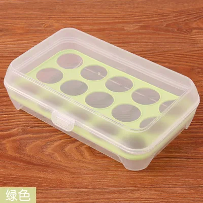 3 шт. ящик для хранения яиц, лотки-контейнеры для яиц, кухонный холодильник, 15 решеток, пластиковый диспенсер для яиц, герметичный, для сохранения свежести - Цвет: green