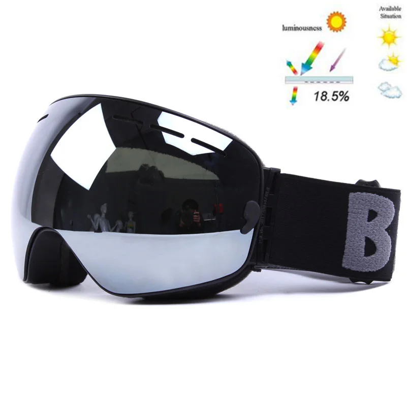 Анти-туман, катания на лыжах, сноуборде, UV400 поляризованные лыжные очки с двойным объективом Лыжный спорт Сноуборд очки лыжные очки с чехол для мужчин и женщин