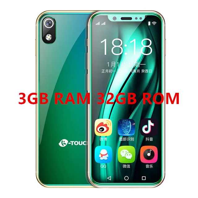 3GB RAM Green K-TOUCH I9 мобильный телефон Android 8,1 Quand Cord 2 ГБ/3 ГБ ОЗУ+ 16 Гб/32 Гб ПЗУ gps 2000 мАч карманный мини Роскошный телефон для разблокировки лица - Цвет: 3GB RAM Green