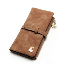 

WONZOM New Standard Long Design Vintage Wallets Nubuck Purse 2018 Fashion Solid Women Wallets Zipper Design For Fashion Ladies