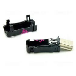 100 шт./лот 5-контактный сварные-на Mini-USB штекер разъем с Пластик В виде ракушки