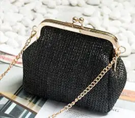 Женская маленькая сумка, летняя винтажная сумка на цепочке, короткая женская модная повседневная сумка через плечо, мини сумка на застежке, casnu72 - Цвет: black