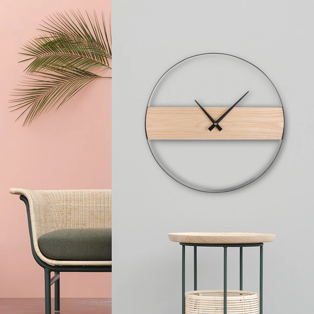 

Vintage Simple Wooden Wall Clock Decorative Hanging Watch Generous Round geometric design Silent Clock For Home Office Bar #3
