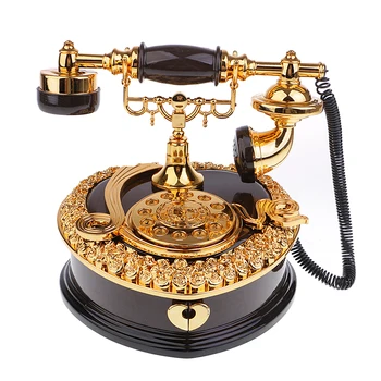 

Classical Telephone Figurine Music Box Desktop Jewelry Box for Wedding Decor