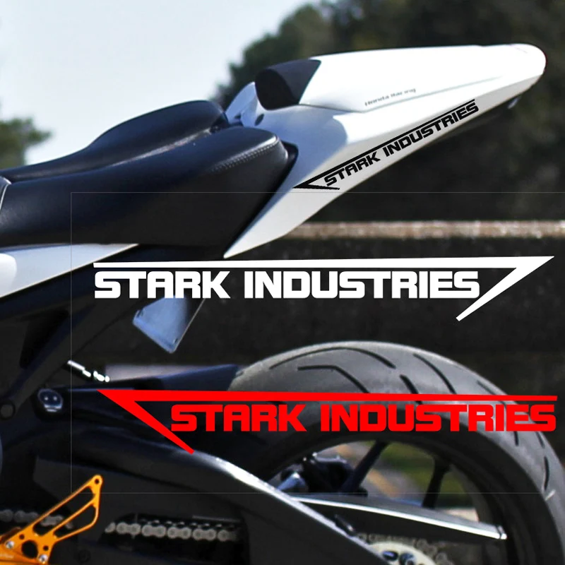 

2PCS 35*4.8CM Waterproof Stark Industries Motorcycle Body Stickers Vinyl Auto Accessories