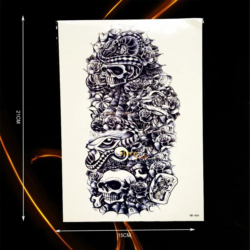 1 шт. Горячие классные металлические черепа розы механические татуировки на руку
