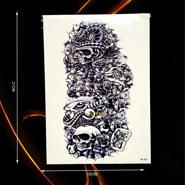 1pc cool metal skull rose mechanical arm sleeve tattoo punk 1pc cool metal skull rose mechanical arm sleeve tattoo punk