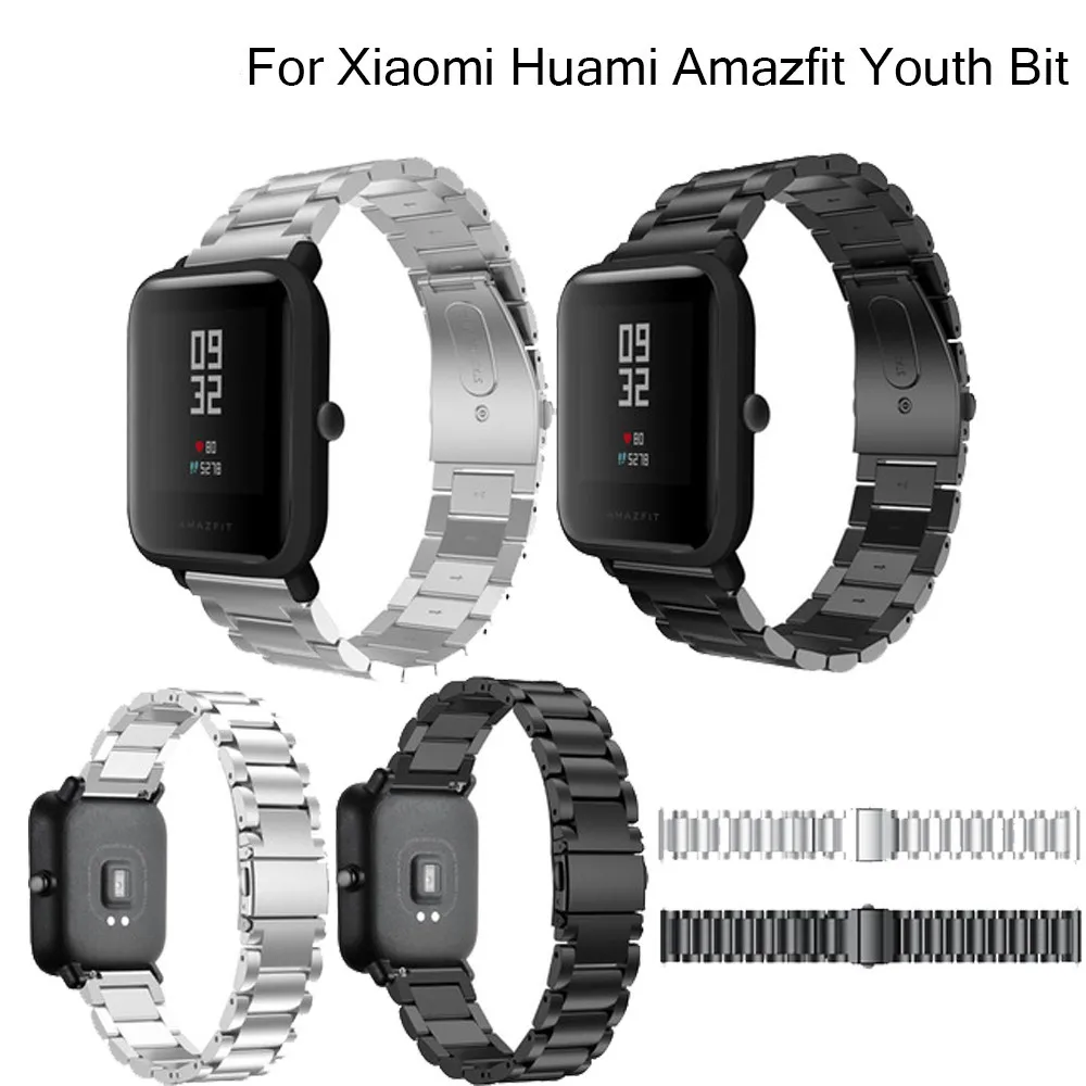 20 мм браслет для Amazfit ремешок стальной ремень для Xiaomi Huami Amazfit Bip Youth Смарт часы ремешок металлический браслет из нержавеющей стали