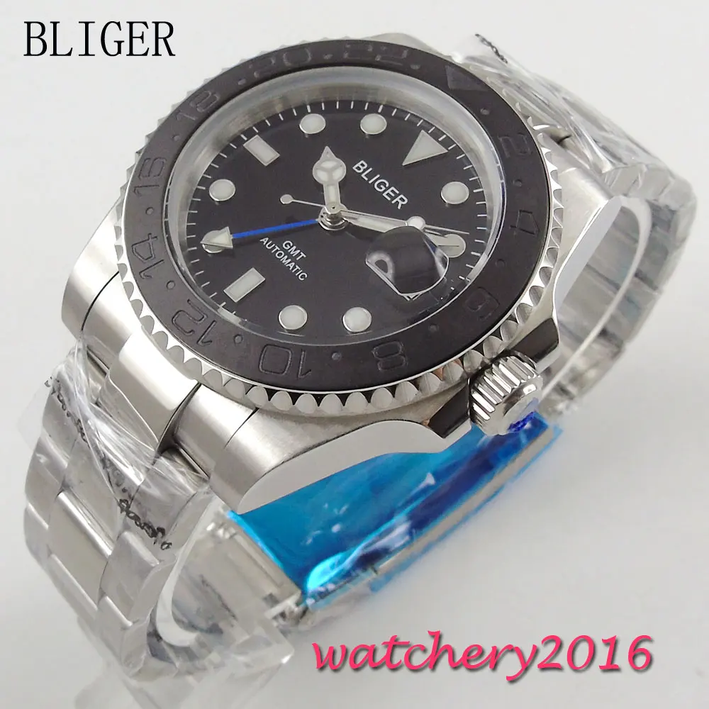 Relogio Masculino Mens Watches 40mm Bliger Black Dial Ceramic Bezel Luminous Sapphire Glass Top Brand Luxury Men Military Watch | Наручные