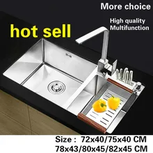 Стандартная Кухонная мойка прочная миска пищевая 304 нержавеющая сталь Горячая Распродажа 72x40/75x40/78x43/80x45/82x45 см