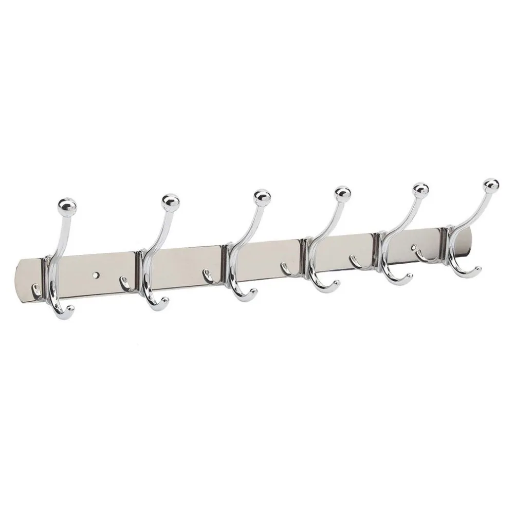 Single Rod 45CM 6 Hooks Wall Coat Hanger Bathroom Cloth Towel Storage Rack Holder Kitchen Room