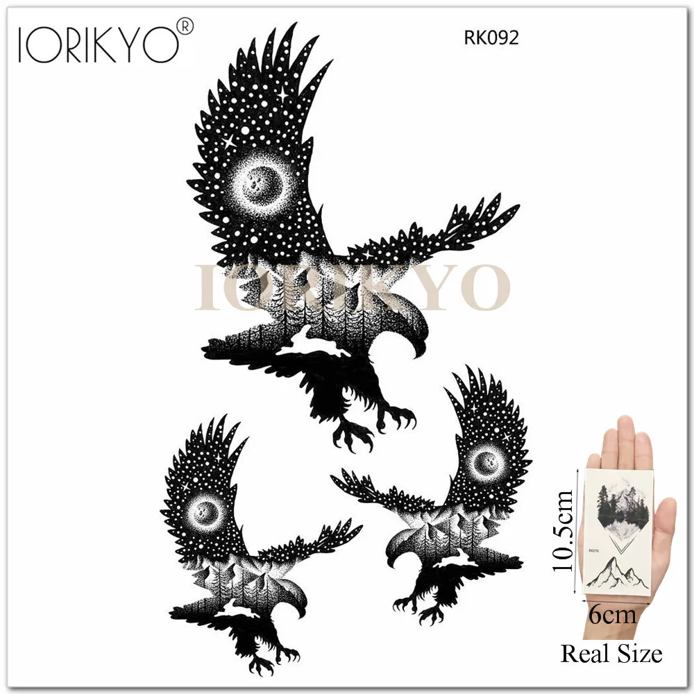 Временные татуировки ioriyo черные наклейки с якорем Орлом женские