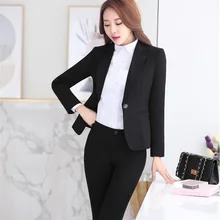 Тонкие Модные осенние зимние формальные профессиональные Деловые женские костюмы с курткой и штанами, женские брюки, наборы, Униформа, наряды