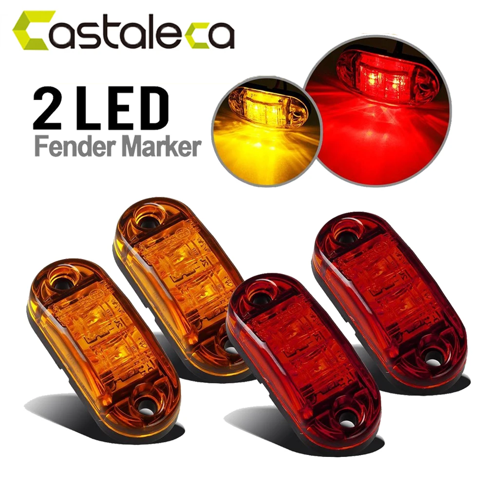 

castaleca car light flasher strobe signal light led bar 12V/24V fender marker side lamp tail light brake light for Truck trailer