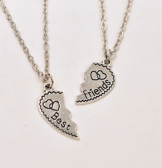 Broken Heart Best Friend Necklaces Charms Choker Vintage Silver BFF