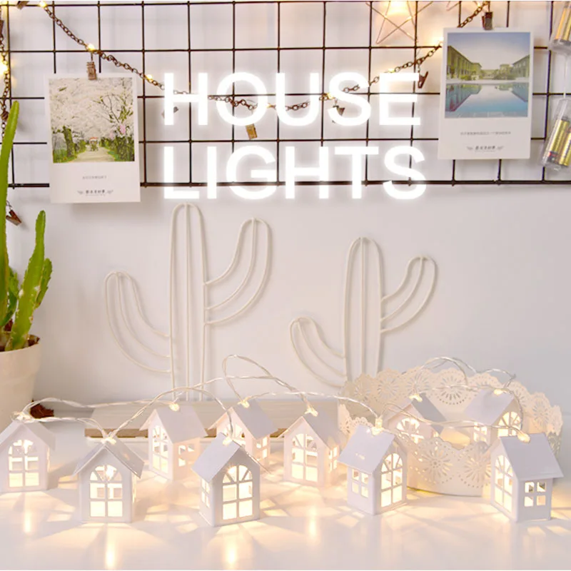 

LED Garland Wood House Battery String Lamp 1.5/3m 10/20LEDs Room Decor String Lamps Garden Wedding Party Holiday Fairy Lights