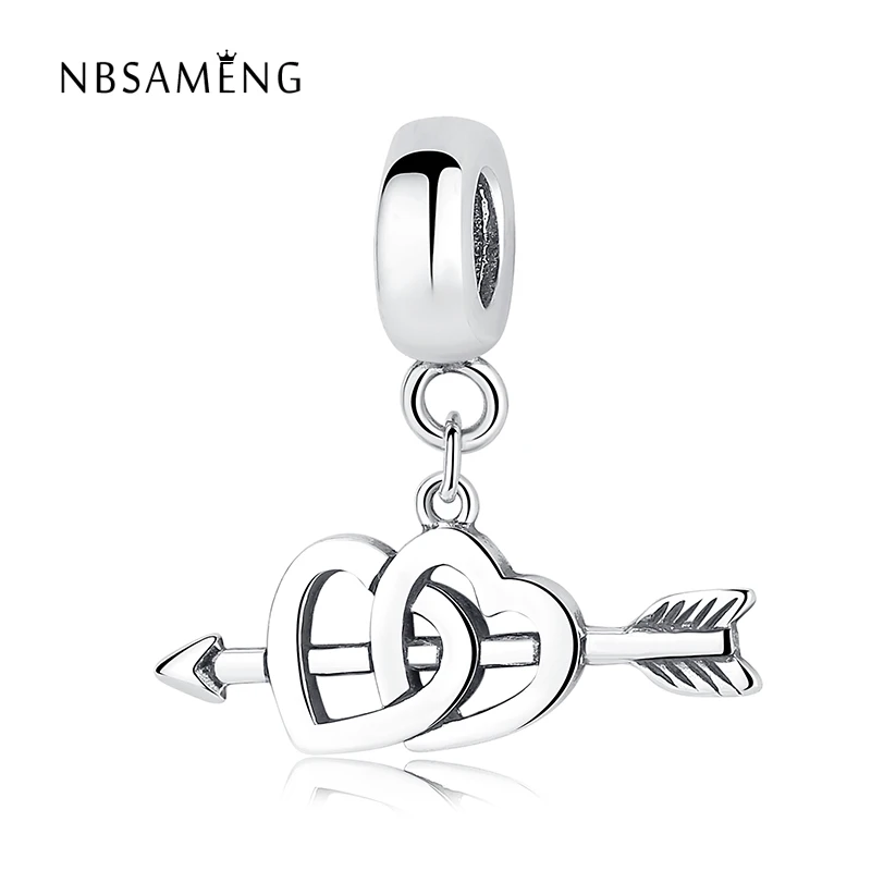 New Arrival 925 Sterling Silver Heart Love Cupid Arrow Beads Fit