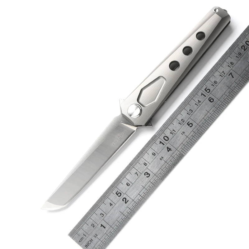Цена Два солнца TS44 Тактический Flipper мяч brearing складной нож D2 лезвие titanium Отдых на природе Охота карманные ножи Открытый выживания EDC инструмент
