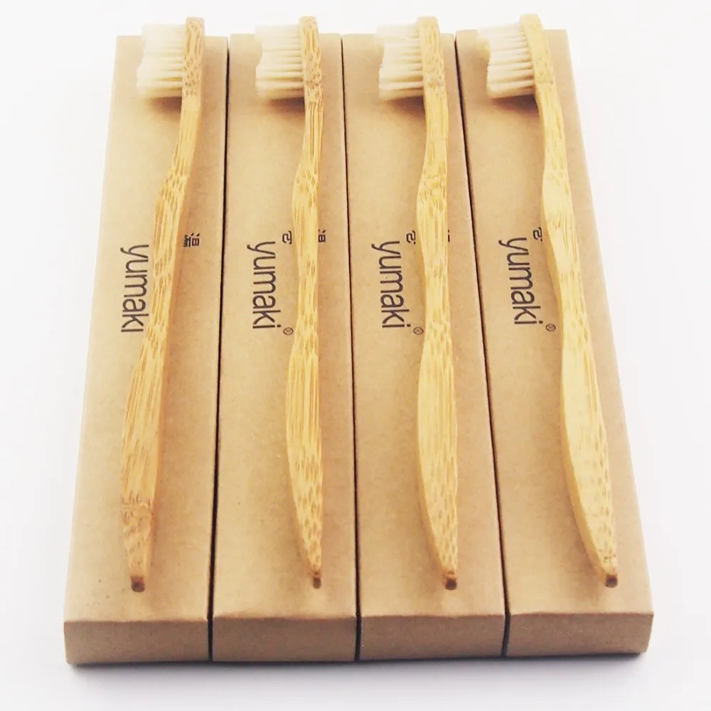 Peças de Bambu Feito de Madeira Escova de Dentes Escova de Dentes de Bambu Fibra de Cerdas Cabo de Madeira Pintado Bambu Novidade Soft-bambu Macias Capitellum 50 de 6 Cheap Escovas de dentes