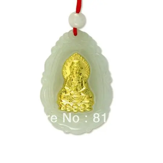 

ddh00590 Natural Jade Agate 24k Gold Zodiac Guanyin Buddha Necklace 28% Discount