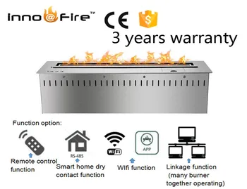

24 inch intelligent remote control black or silver ethanol burner fireplace