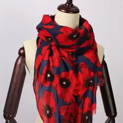 2019 женский шарф винтажный Маковый цветочный вискозные шарфы новые дизайнерские шали и обертывания женские бахромы пашмины глушитель