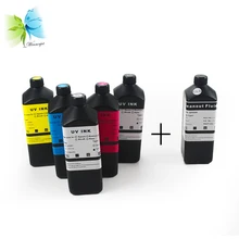 Winnerjet 1000 мл BK, C, M, Y и белые мягкие УФ чернила для epson dx5 печатающая головка UV планшетный принтер и 1 литровая чистящая жидкость